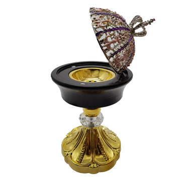 Non Electrical Bakhoor Burner, 50g Fragrance Paste & 10 Coal Coins - Purple